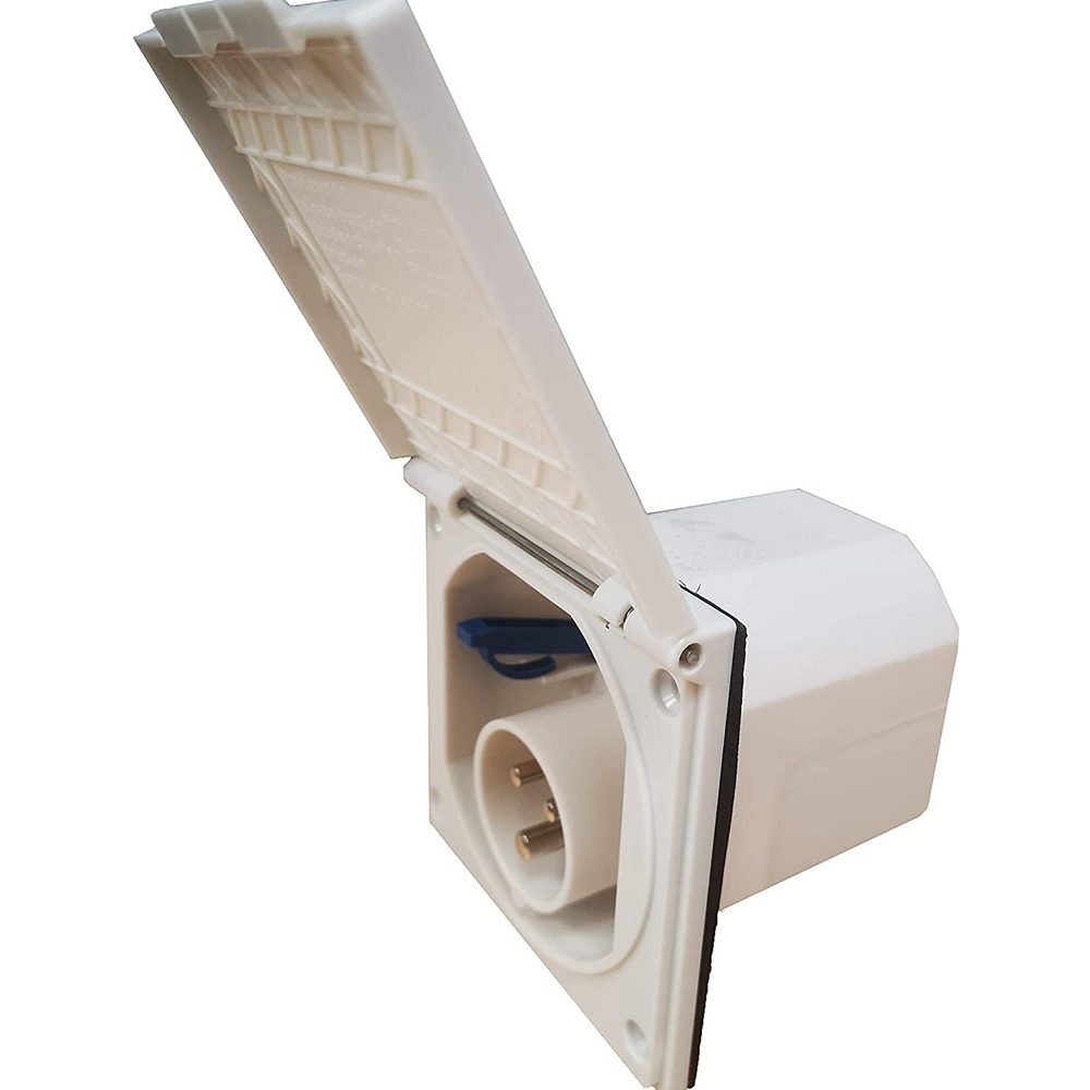Caravan 16A 240V Flush Mounted Appliance Inlet with Cover