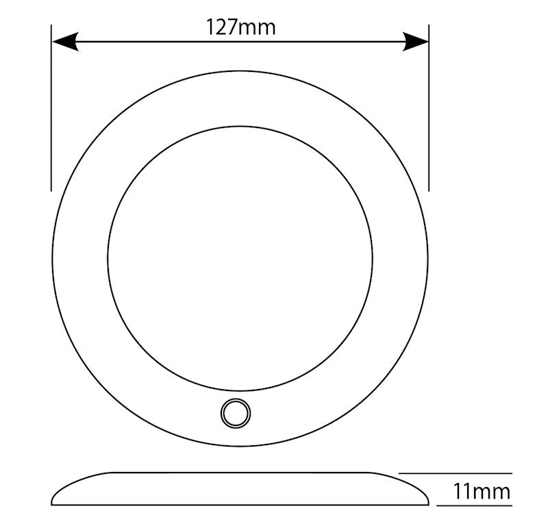 Round LED Warm White/Red Interior Light with Switch 10-30V DC