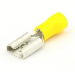 Yellow Insulated 9.5mm Female Spade Terminal - Pack of 50
